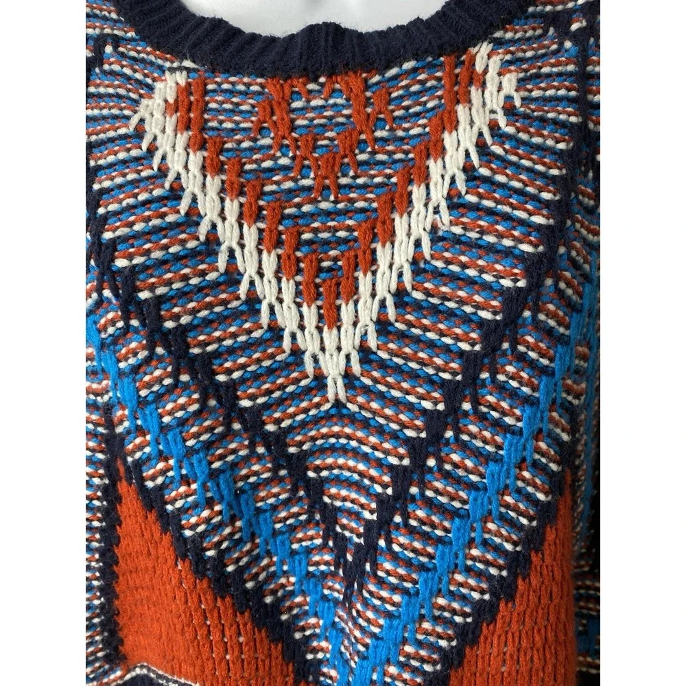 Womens Aztec Chunky Knit Sweater Measures Medium Cropped Fall Artsy Street wear